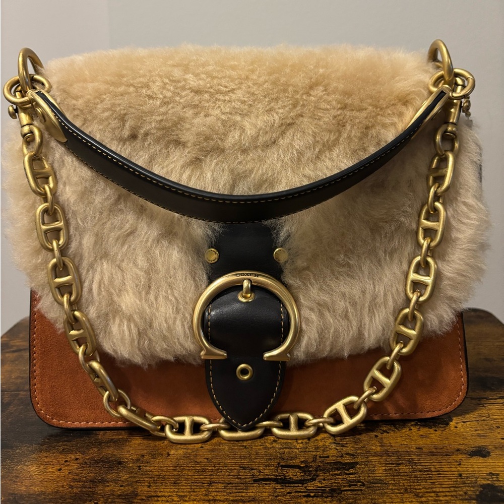 Coach Beat Shoulder Bag with Shearling and Suede